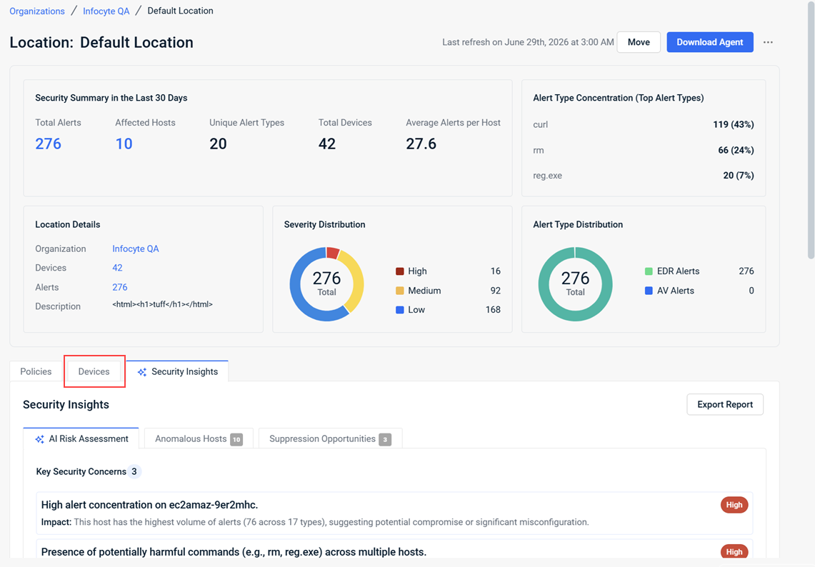 Navigating the Device details page